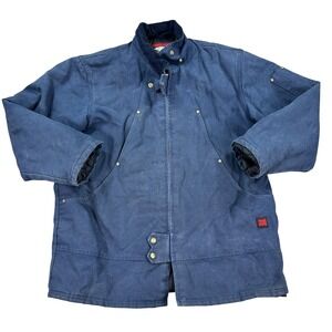 Tough Duck Jacket Men's 3XL Blue Canvas Quilted Lined Chore Barn Coat Vintage